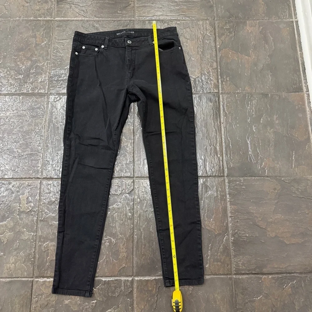 Michael Kors Jet Black Trouser Skinny Jeans Stretch Denim Size 12